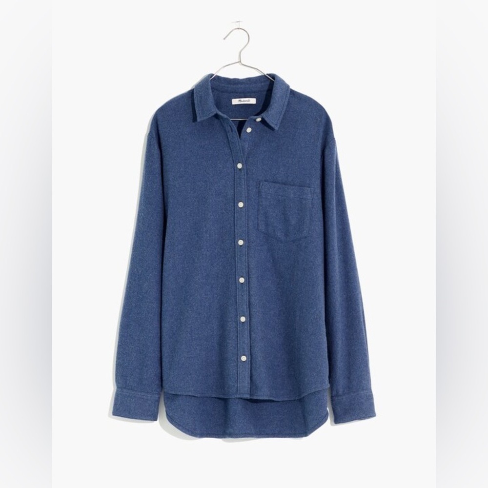 Madewell blue Flannel Side-Button Oversized Ex-Boyfriend Shirt S - Picture 5 of 11
